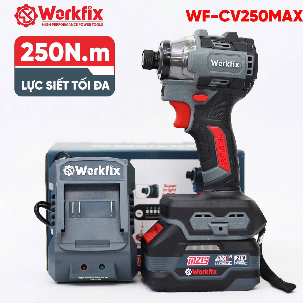 Máy chuyên vít Workfix WF-SD250MAX, vặn vít cực khỏe, cực nhanh, đầu gài 1/4 có ngậm vít nhanh - image 1