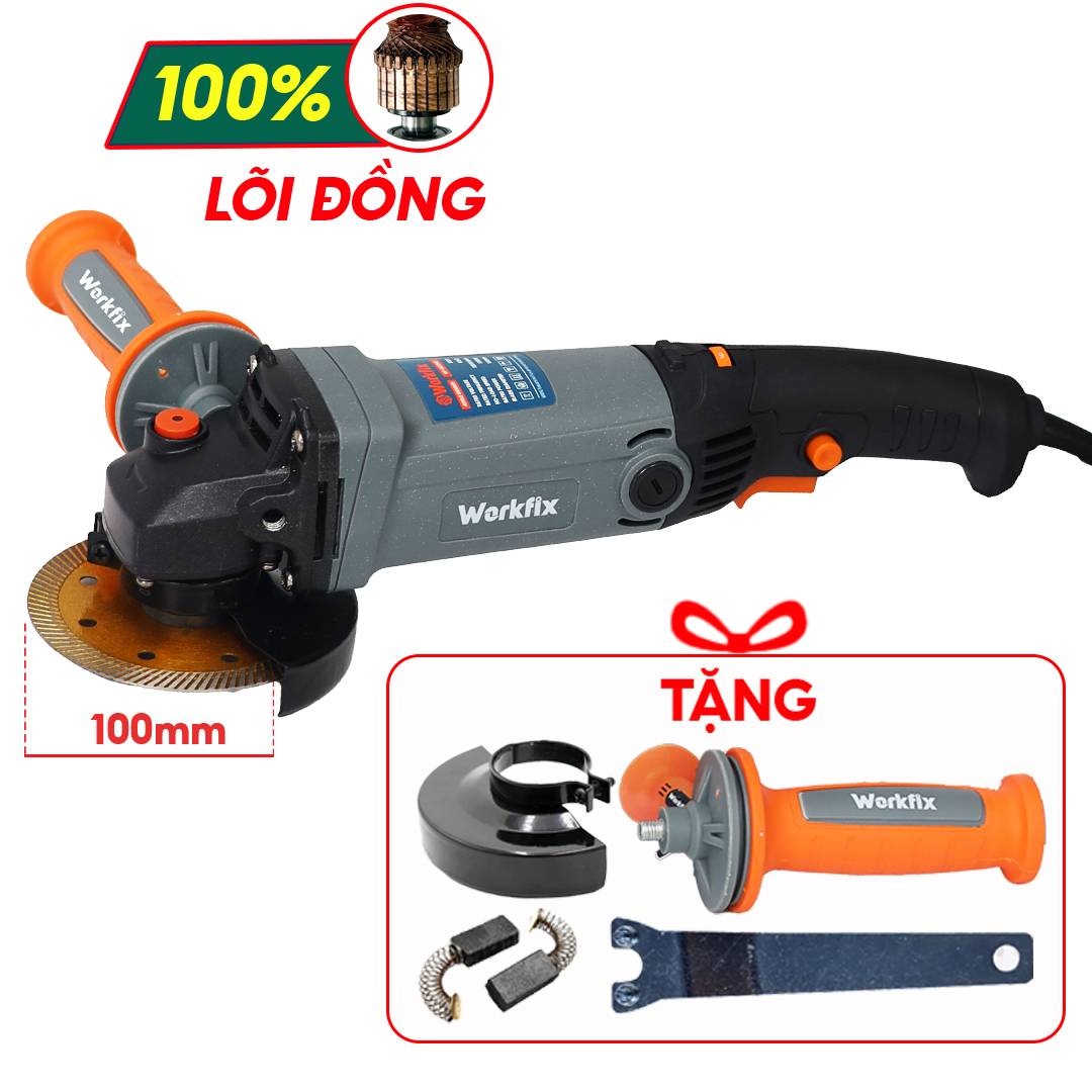Máy mài điện cầm tay Workfix WF-AG980W, công tắc cạnh 980W, 6 tốc độ, chống khởi động lại - image 1