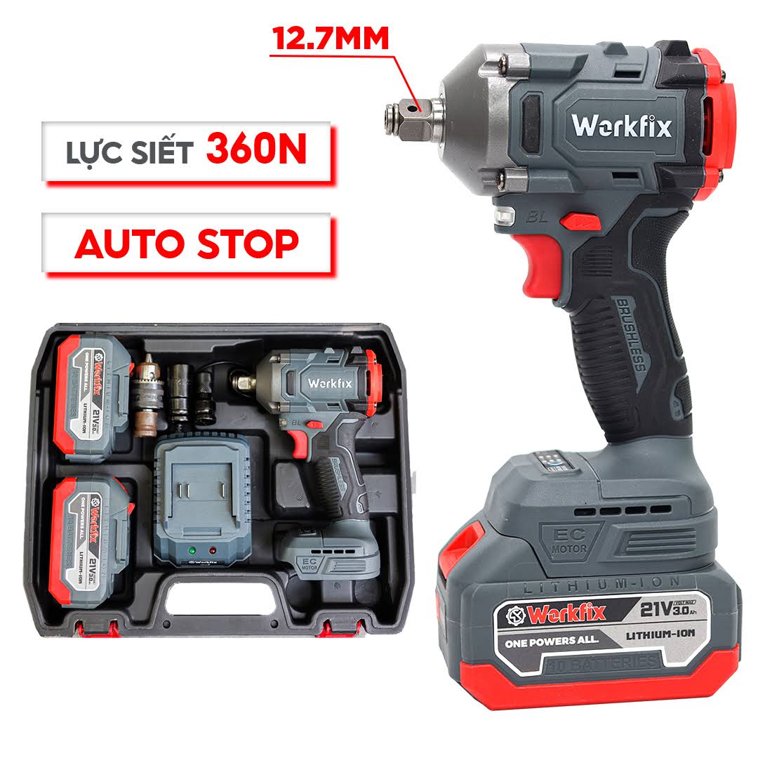 Máy siết bulong Workfix WF-IW360N (360N.m), 3 tốc độ mạnh mẽ