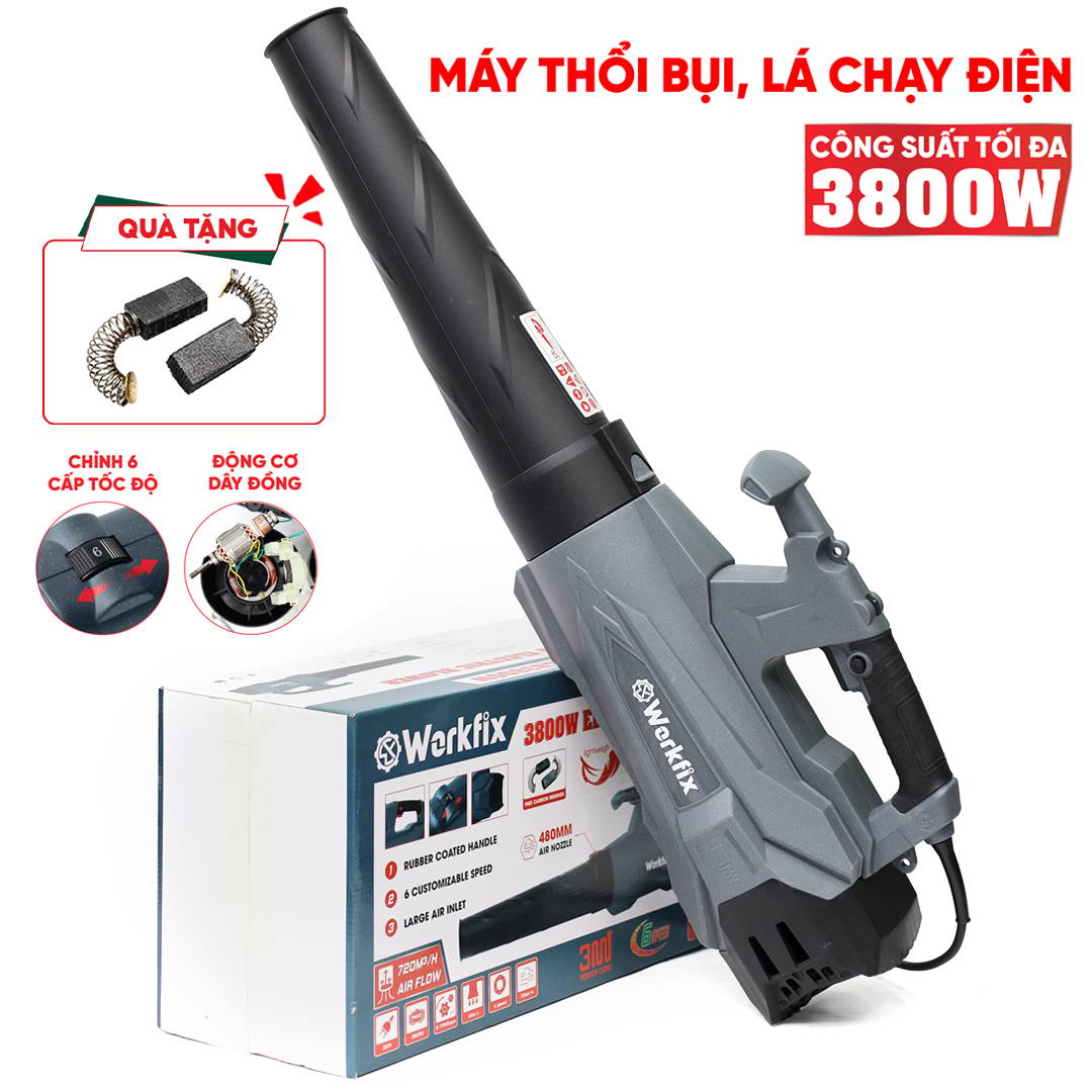 Máy thổi điện Workfix WF-ELB3800W, tặng bộ chổi than cao cấp, công suất 3800W thổi liên tục - image 1