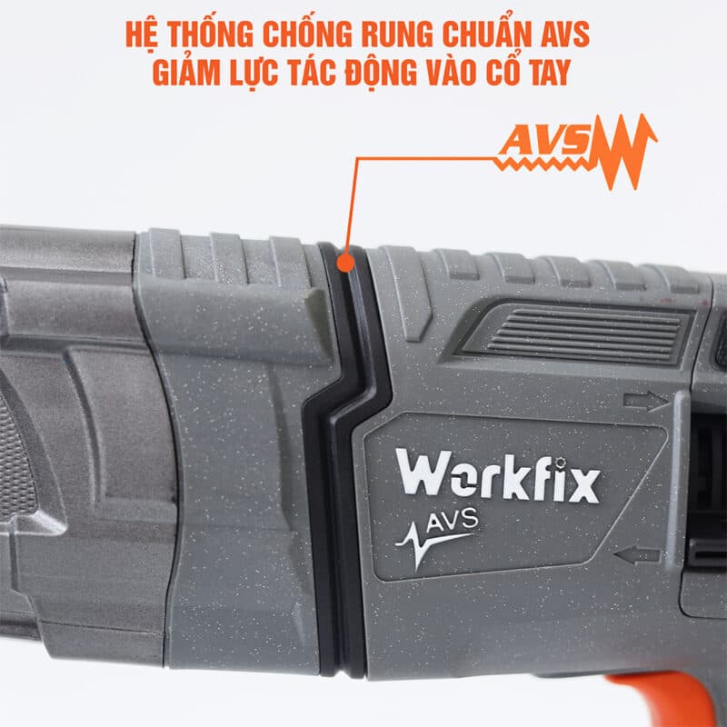 Máy khoan bê tông Workfix WF-BT1200AVT, khoan búa, khoan tường, đục. Máy khoan điện AVS — CHỐNG RUNG CHUẨN AVS