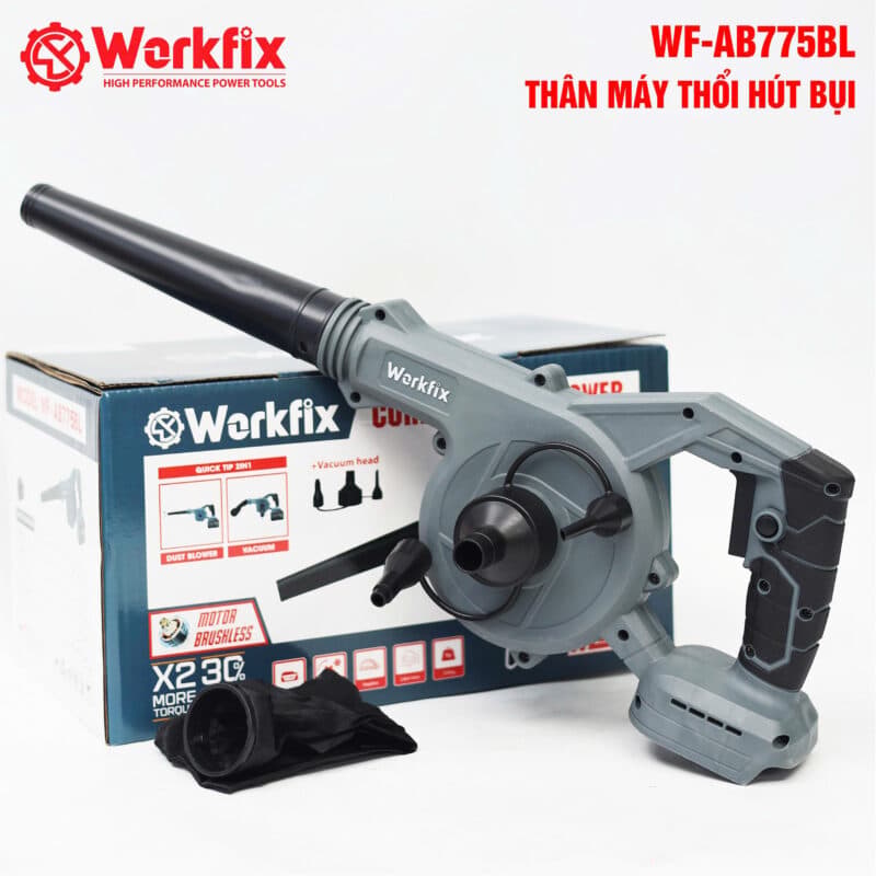 Máy thổi hút bụi pin WORKFIX WF-AB775BL, Động cơ Không chổi than, 2 chức năng, Cò điều tốc, 1 Pin 15Cell — ĐẶC ĐIỂM NỔI BẬT