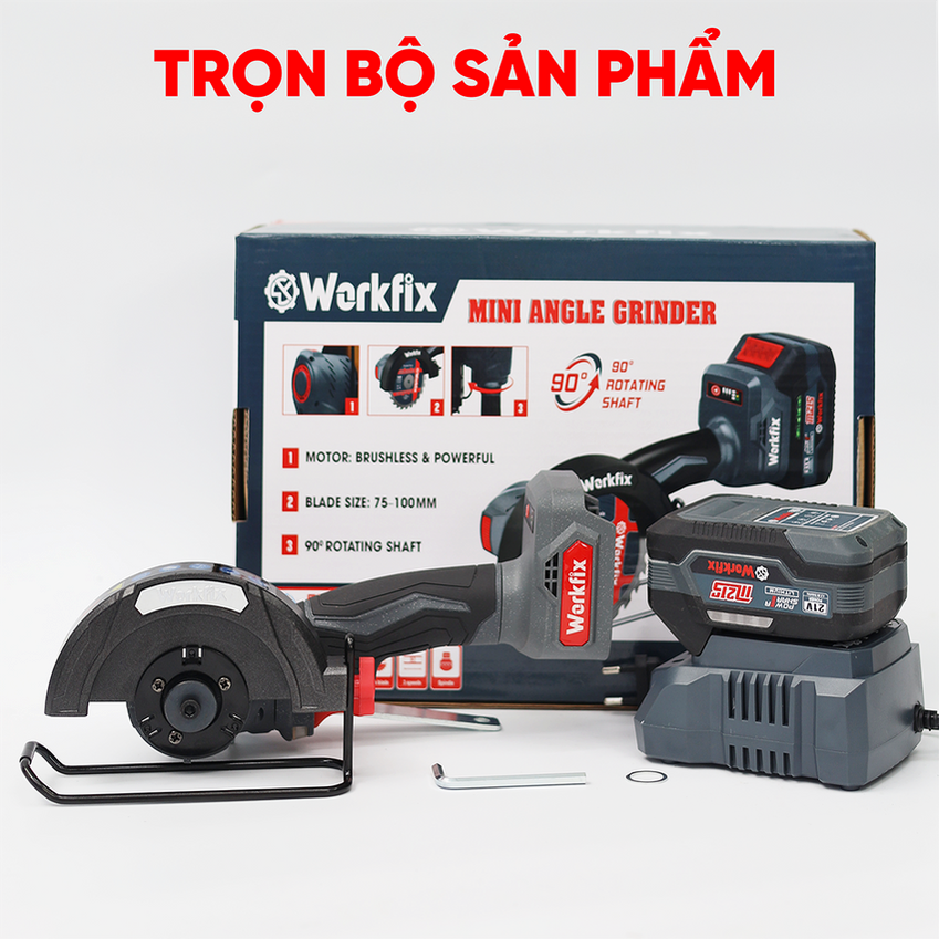 Máy mài góc mini pin Workfix WF-AG100MN (13.000v/p) - 5 Chế độ đảo chiều