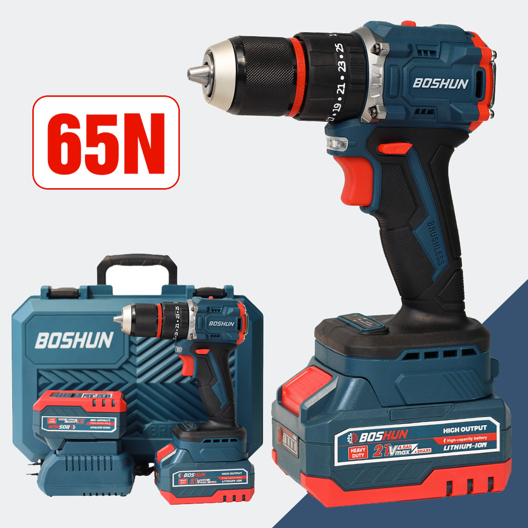 Máy khoan pin Boshun BS-ID1365BL (65N.m) - Đầu kẹp 13mm, Pin 10 Cell