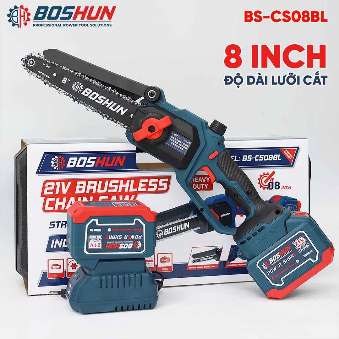 Máy cưa xích pin Boshun CS08BL (Lam xích 8 inch) - Động cơ không chổi than