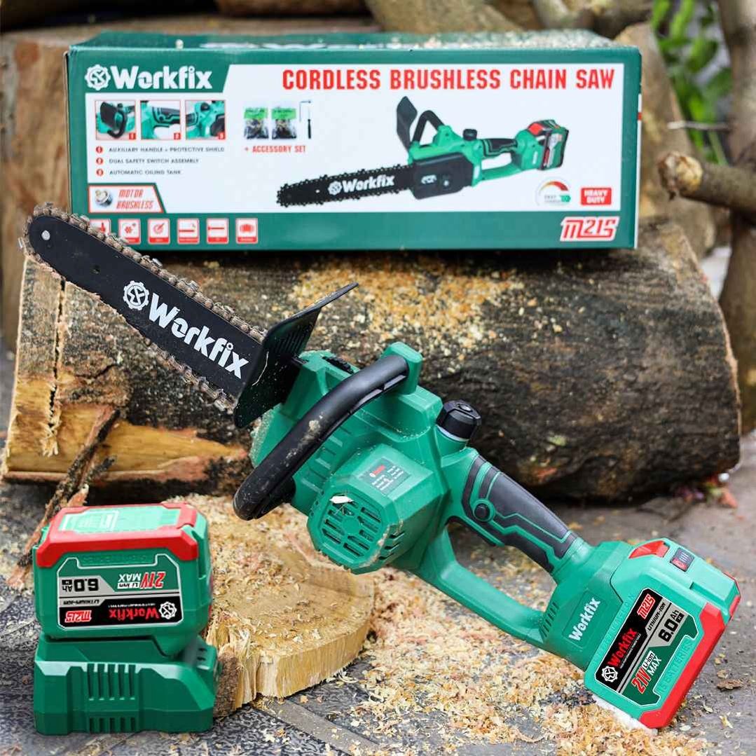 Máy cưa xích pin Workfix WF-CS12BL (Lam xích 30cm) - Chân pin phổ thông M21
