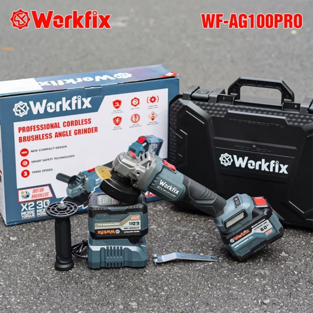 Máy mài góc pin Workfix WF-AG100PRO - Đa năng cắt, mài, đánh bóng
