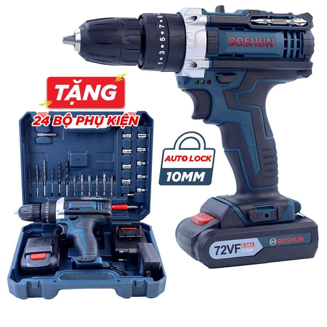 Máy khoan pin Boshun BS-7210MB (3 Chức năng: Khoan, Vít, Búa)