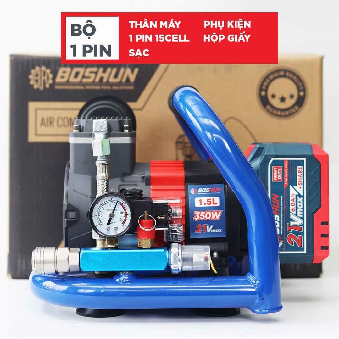 Máy nén khí không dầu pin Boshun BS-NK15BL (1.5L) - Chân pin phổ thông M21