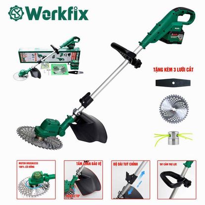 Máy cắt cỏ pin WORKFIX WF-GT1323BL, Tặng 3 lưỡi cắt, dài 130cm, lưỡi 250mm