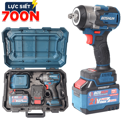 Máy siết bulong Boshun BS-IW700N, lực siết 700N, mở ốc ô tô tải dễ dàng