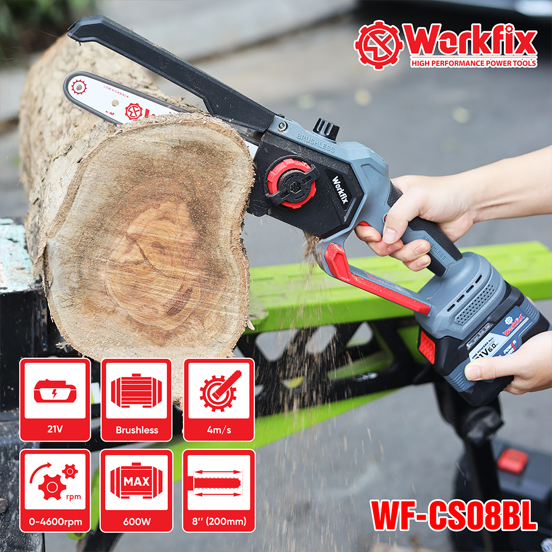 Máy cưa xích pin Workfix WF-CS08BL (8 inch) - Hệ thống tra nhớt tự động - image 1