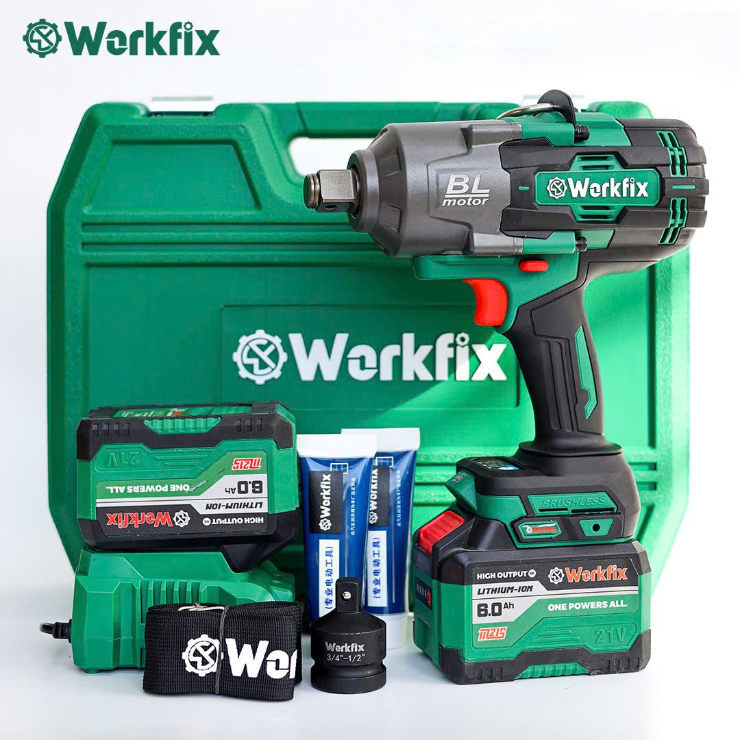 Máy siết ốc không chổi than Workfix WF-IW2100N - Lực mở cực đại 2100 Nm cho ô tô, xe tải
