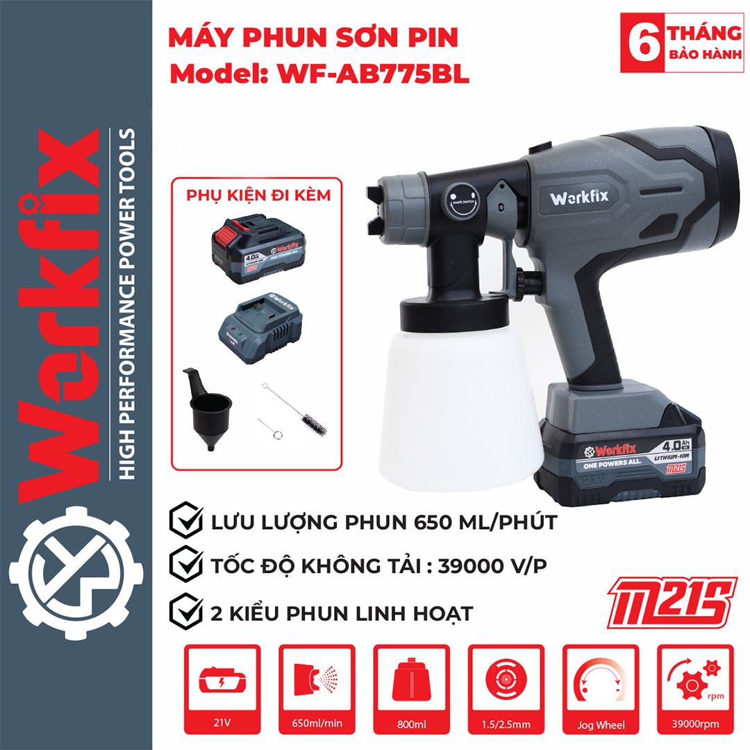 Máy phun sơn điện Workfix SG800ML (800ml) - Đầu béc phun 2.5mm - image 1