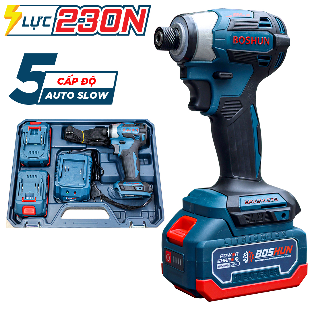 Máy chuyên vít pin Boshun BS-SD230N - Lực siết 230N.m (5 chế độ: Vít mồi, Auto-Stop, Auto-Slow) - image 1