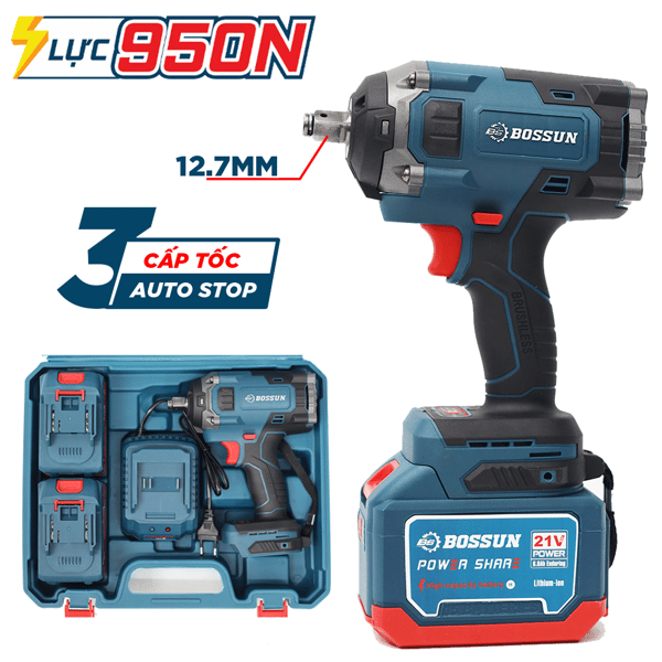 Máy Siết Bulong Bossun BS-IW950N, Lực siết 950N.m, Đầu 1/2 Inch Mở Ốc 36mm
